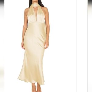 Chic Backless Gold Dress